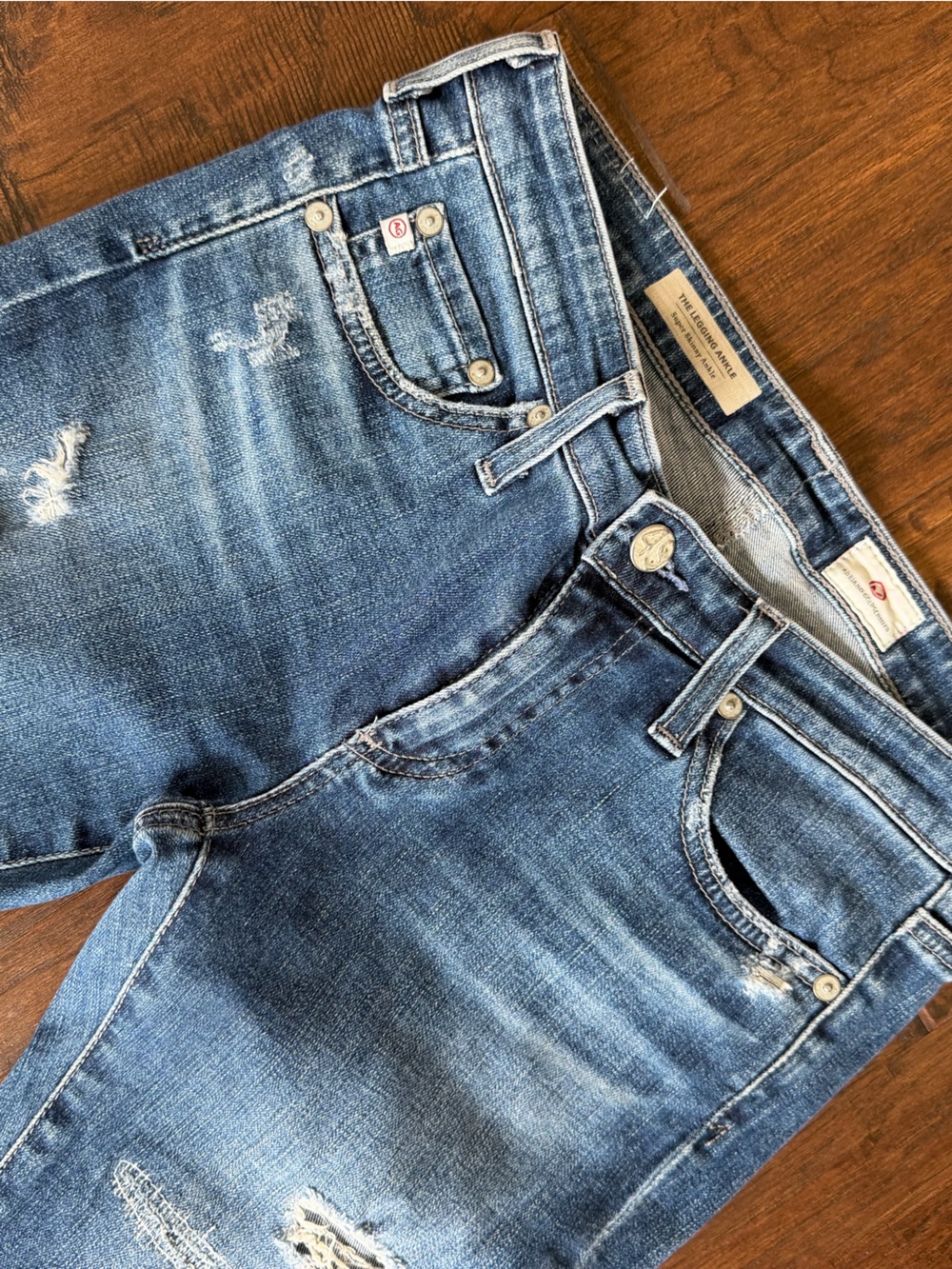 AG Adriano Goldschmied Legging Ankle Women's Distressed Blue Jeans